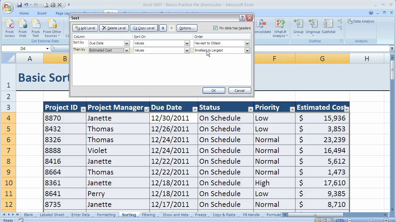 Sort Multiple Worksheets In Excel