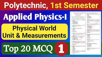 Top 20 MCQ (Part-1) | Unit and Measurement | Applied Physics-I | 1st Semester Polytechnic | NatiTute
