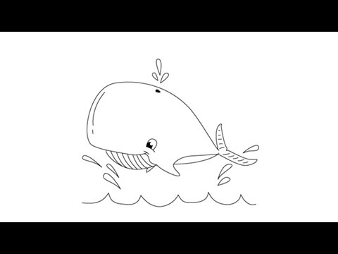 How to draw a Whale - Easy step-by-step drawing lessons for kids - YouTube