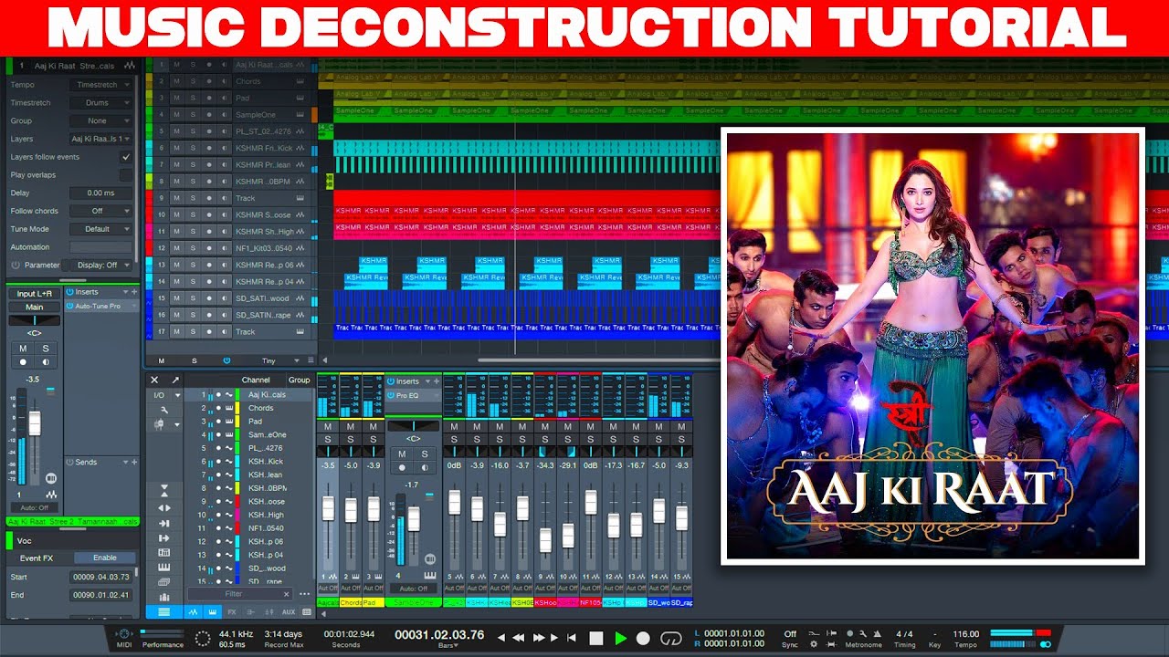 Ajj Ki Raat (Stree 2) - Song Breakdown in Studio One in Hindi | Deconstruction + Project free