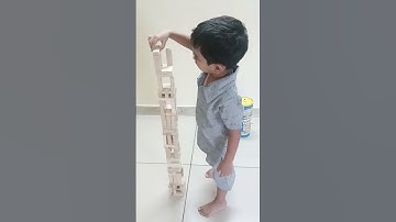 Building Tumbling Tower - Jenga Blocks for kids😍 #woodenblocks #jenga #jengabuilding #jengatower