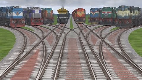 8 TRAINS CROSSING AT CURVED BUMPY BRANCHED train video  indian /train simulator 2022