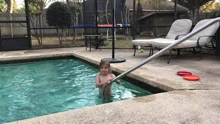 Charlie gets in the pool for the first time this year 3/29/19