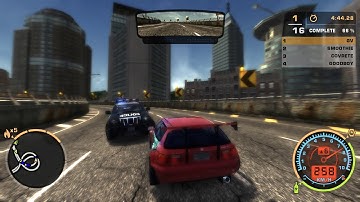 NFS Most Wanted REDUX V3 - Honda Civic Si VS 15 Opponents + Max Level Cops
