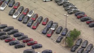 Hundreds of Tesla vehicles parked outside Chesterfield Mall. Why?