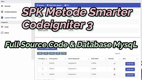 Sistem Pendukung Keputusan SMART | SPK SMART Pemilihan Karyawan Terbaik | SPK Metode Smarter CI3