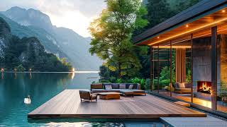Forest Room with Lake View ☕ Smooth Jazz Instrumental Music ~ The Lake Space Is Relaxing, Healing