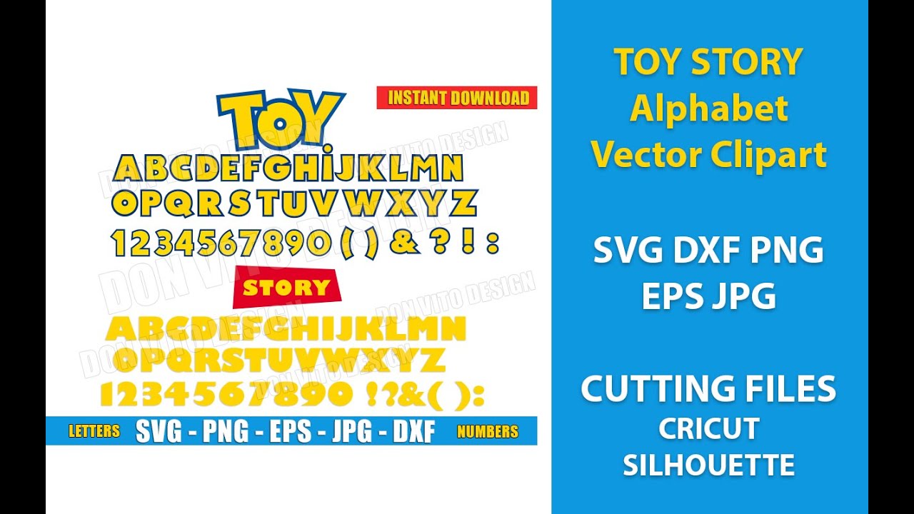 Download Toy Story Alphabet Vector Clipart Svg Png Disney Pixar Movie Full Letters Number Silhouette Cricut Youtube