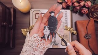 ASMR | Decorating a Vintage journal with black color | Scrapbooking | Journaling