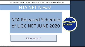 NTA Released Schedule of UGC NET JUNE 2020