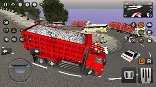 game mobil truk oleng angkut pasir, hino 500 merah bussid mobil simulator. screenshot 5