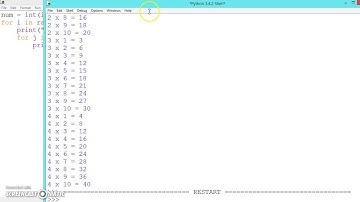 Python Programming:multiplication table example part 8