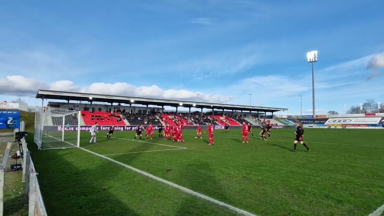 FC Fredericia - Hillerød Fodbold kæmpechanse på direkte frispark for Hillerød 19.02.2023