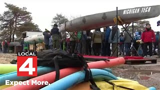 Wayne State University hosts concrete canoe races for engineering students across state