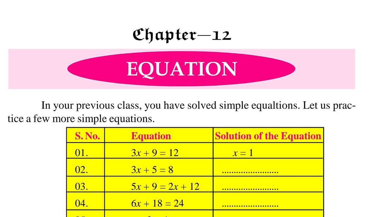 Equation (part 1)| Exercise 12.1 | 8th maths chapter 12 | CGBSE | SCERT ...