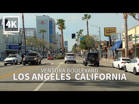 [4K] Driving Ventura Blvd in Los Angeles County - Studio City, Encino, Woodland Hills, California