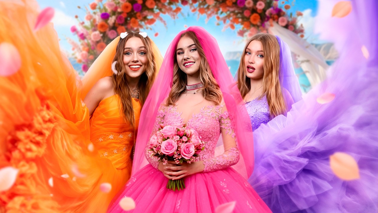 فتاة وردية و برتقالية و بنفسجية تتزوج! تحدي لون واحد فقط في حفل الزفاف