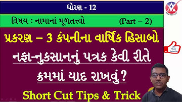 std 12 l account part 2 l ch 3 company na Varshik Hisabo l part 7 l Nafa-nukasan Patarak ni samaj