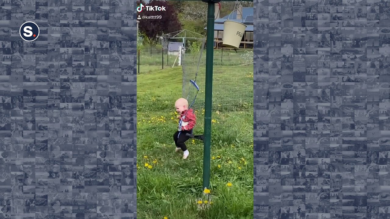 Clothesline Hack Is Perfect for Combining DogSitting and Babysitting