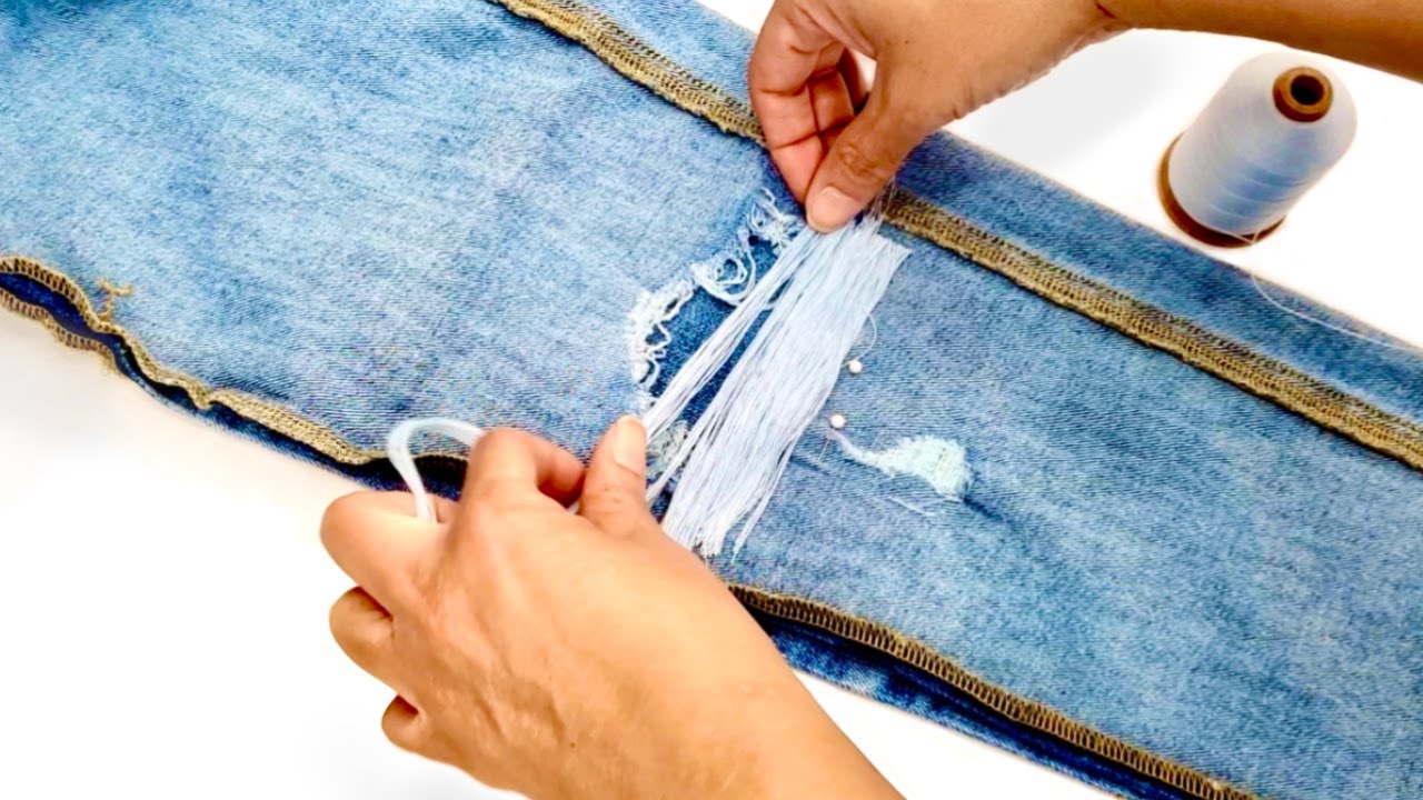 WonderFil Specialty Threads - How to Patch Jeans on the Inner Thigh