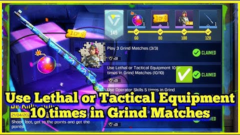Call Of Duty Mobile Use Lethal or Tactical Equipment 10 times in Grind Matches Task Complete
