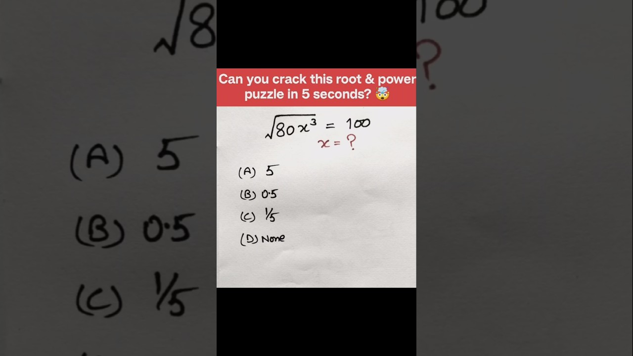 Root & Power Puzzle 🔥 | Solve √80x³ = 100 in Seconds 