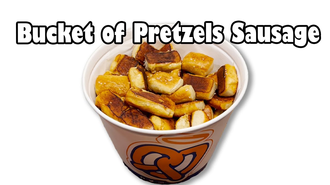 A Big Bucket of Auntie Anne's Pretzels with Cheese Sausage YouTube