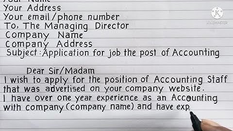 HOW TO WRITE JOB APPLICATION FOR THE POST OF ACCOUNTANT