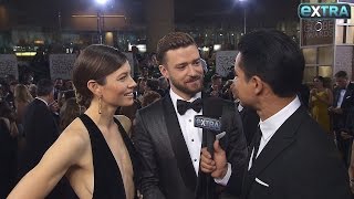 Watch Justin Timberlake & Jessica Biel’s Globes Red-Carpet Interview Turn Into a Love Fest