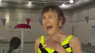97-year-old Glenwood woman celebrates birthday with trip down YMCA slide