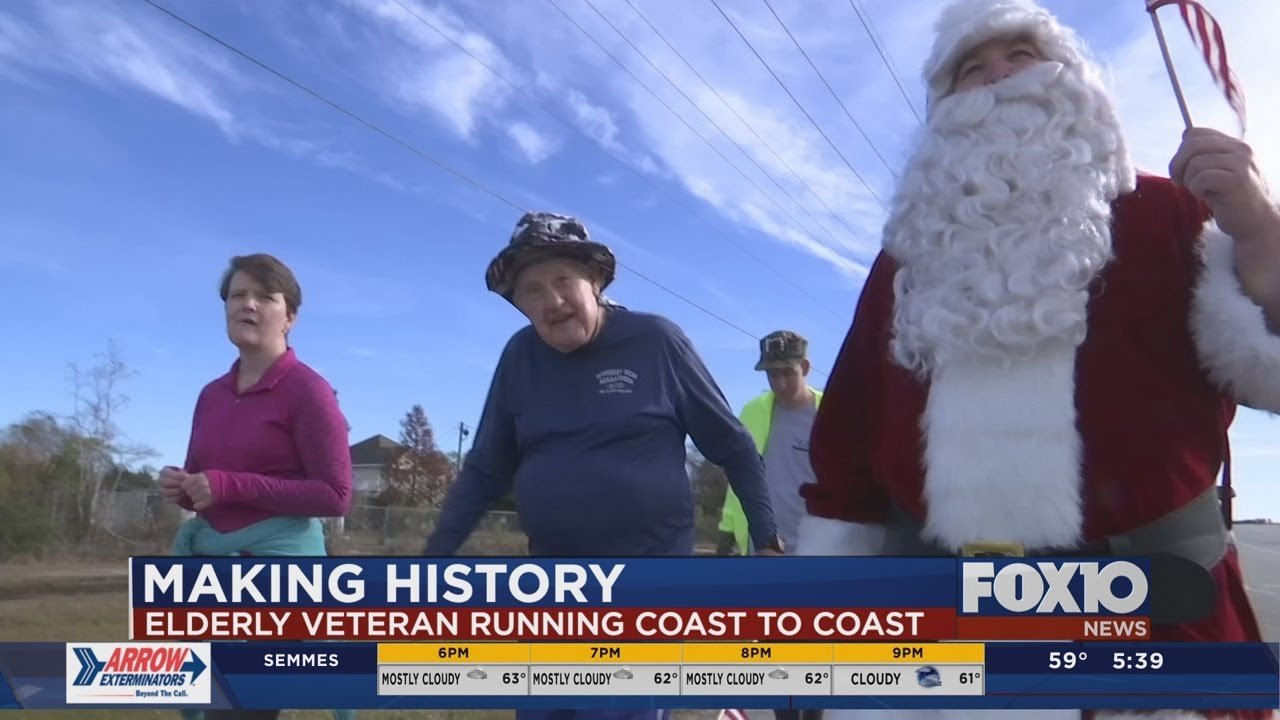 Ernie Andrus 93 year old Veteran run coast to coast now rasing money for LST 325 ship memorial