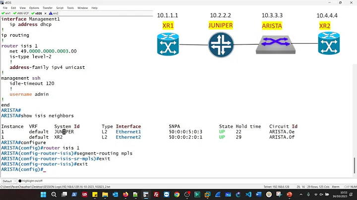 Segment routing on Multivendor setup | Cisco IOSXR | Juniper | Arista