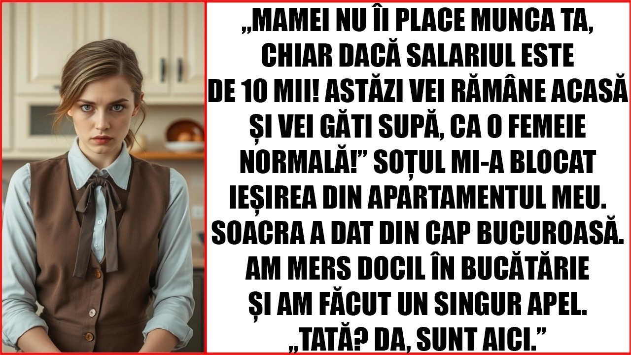 Mamei nu îi place munca ta, chiar dacă salariul este de 10 mii! Astăzi vei rămâne acasă și vei găti