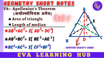 L8: MIDIANS (माधिका ) of a Triangle (#APOLLONIUS THEOREM) | short note | Eva Learning Hub