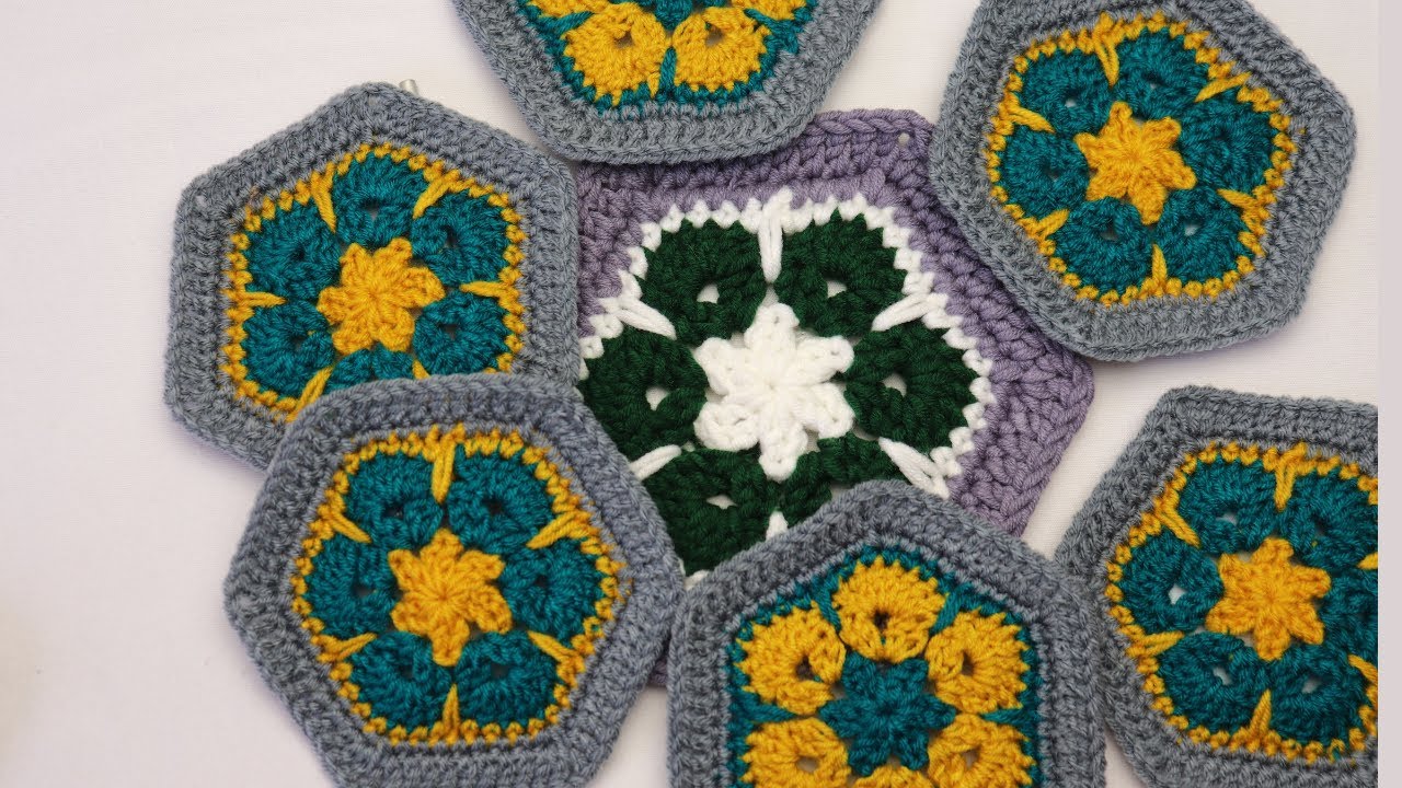 Crochet African flower hexagon Pattern. YouTube