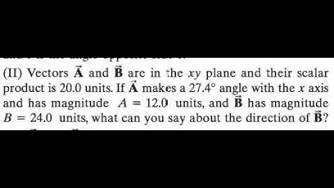 Vectors and are in the plane and their scalar product is 20.0 units. If makes a angle with the axis