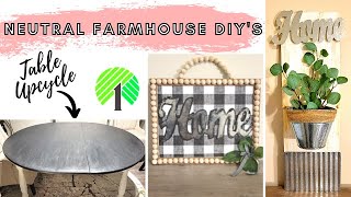 NEW* NEUTRAL FARMHOUSE DIYs | DOLLAR TREE CRAFTS