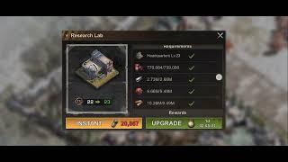 State of Survival || Research Lab || Building Upgrade || Required Resources || level 22 to level 23