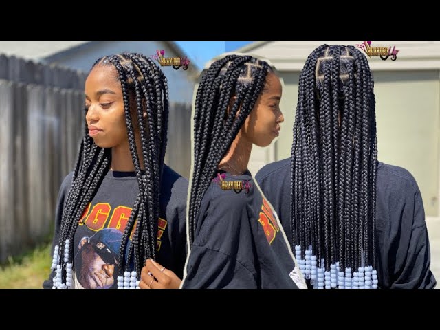 CUTE & EASY KIDS KNOTLESS BOX BRAIDS WITH BEADS ✨💕 