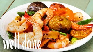 Savory Shrimp Baked On A Sheet Pan With Potatoes And Lemon: A Hearty Meal | Recipe | Well Done