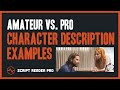 Amateur vs pro character description examples learn how to hook the reader  script reader pro