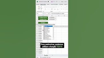 Sequência de Códigos Automáticos no Excel | #shorts