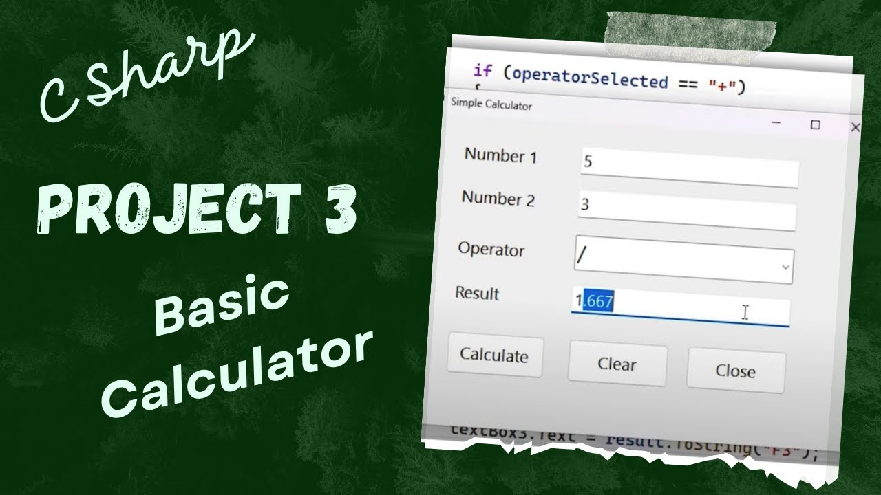 Simple Calculator (ComboBox , if / else if Basic Coding) Project : 3 ...