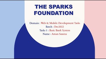 #1 Task  | Basic Banking System | Sparks Foundation Web Development Internship | #GRIPDEC22