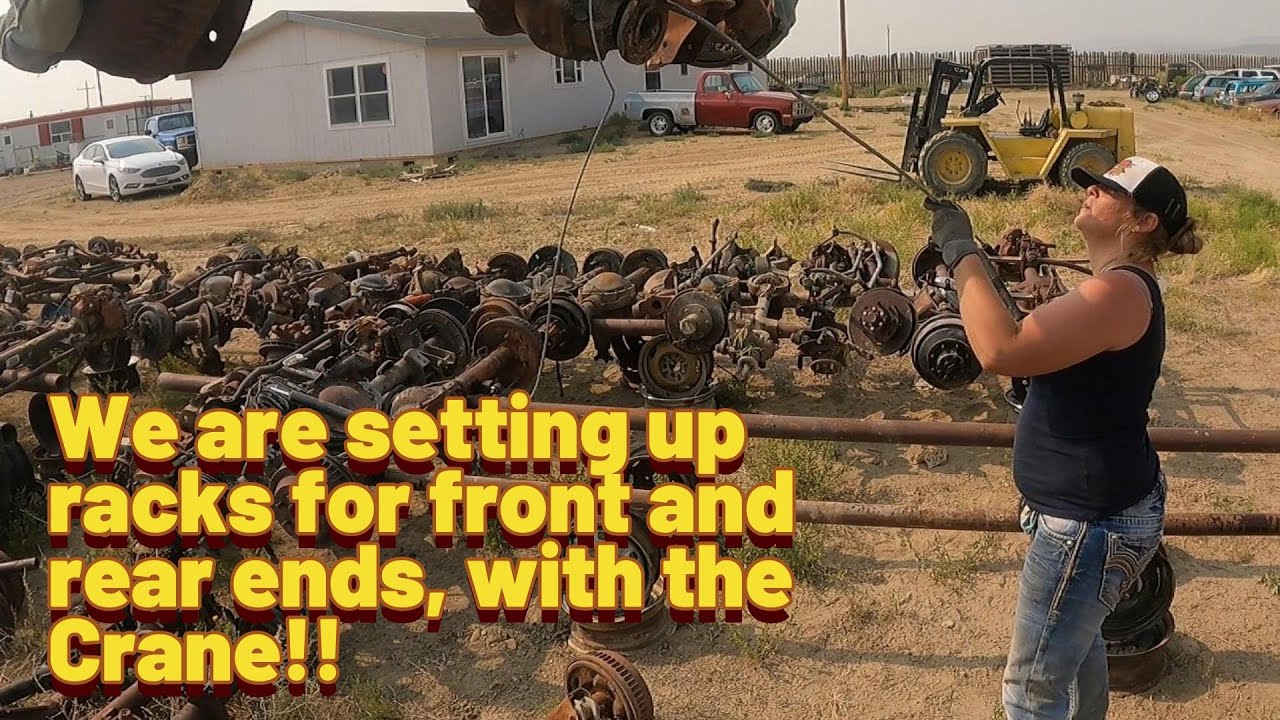 We use the Crane to Setup the new Front and Rear Axle Racks!! - YouTube