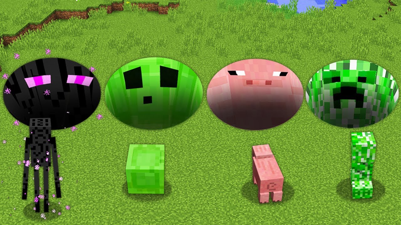 Minecraft ENDERMAN SLIME PIG CREEPER CIRCLE SECRET TUNNELS How to Play ...