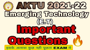 Emerging Technology Important Questions AKTU | Emerging Important Que Aktu | ETE important question