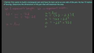 MPM2D - Unit 4: Lesson 7 - Max/Min Word Problems