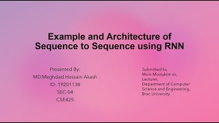 Example and Architecture of Sequence to Sequence using RNN