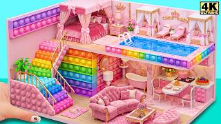 🌈🎀 Build Most Amazing Pink Pop It Barbie House with Giant Rainbow Stairs ❤️ | DIY Miniature House